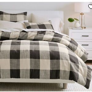 Bryce Buffalo Check Cotton Plaid Charoal and Cream Bedding Set